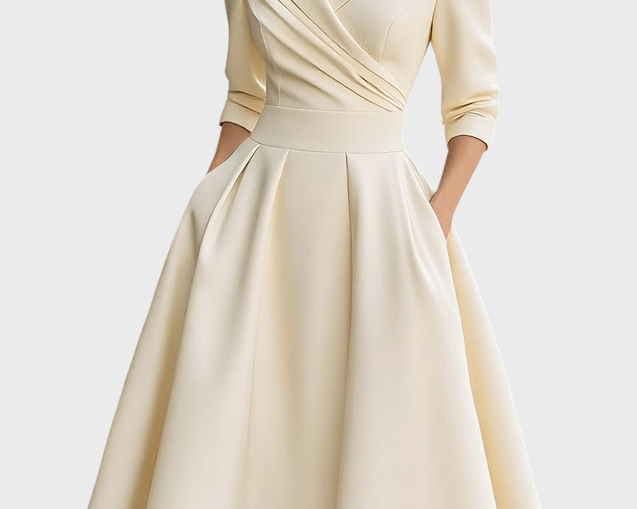 Tereza | Elegantní midi šaty s dlouhým rukávem