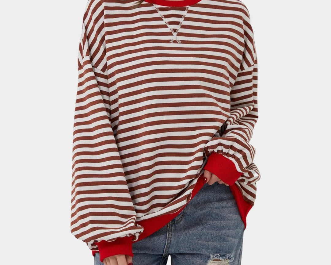 Tereza – striped sweatshirt with blue details