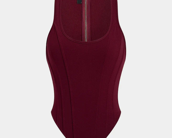 Tank top s zipem a korzetovým pasem