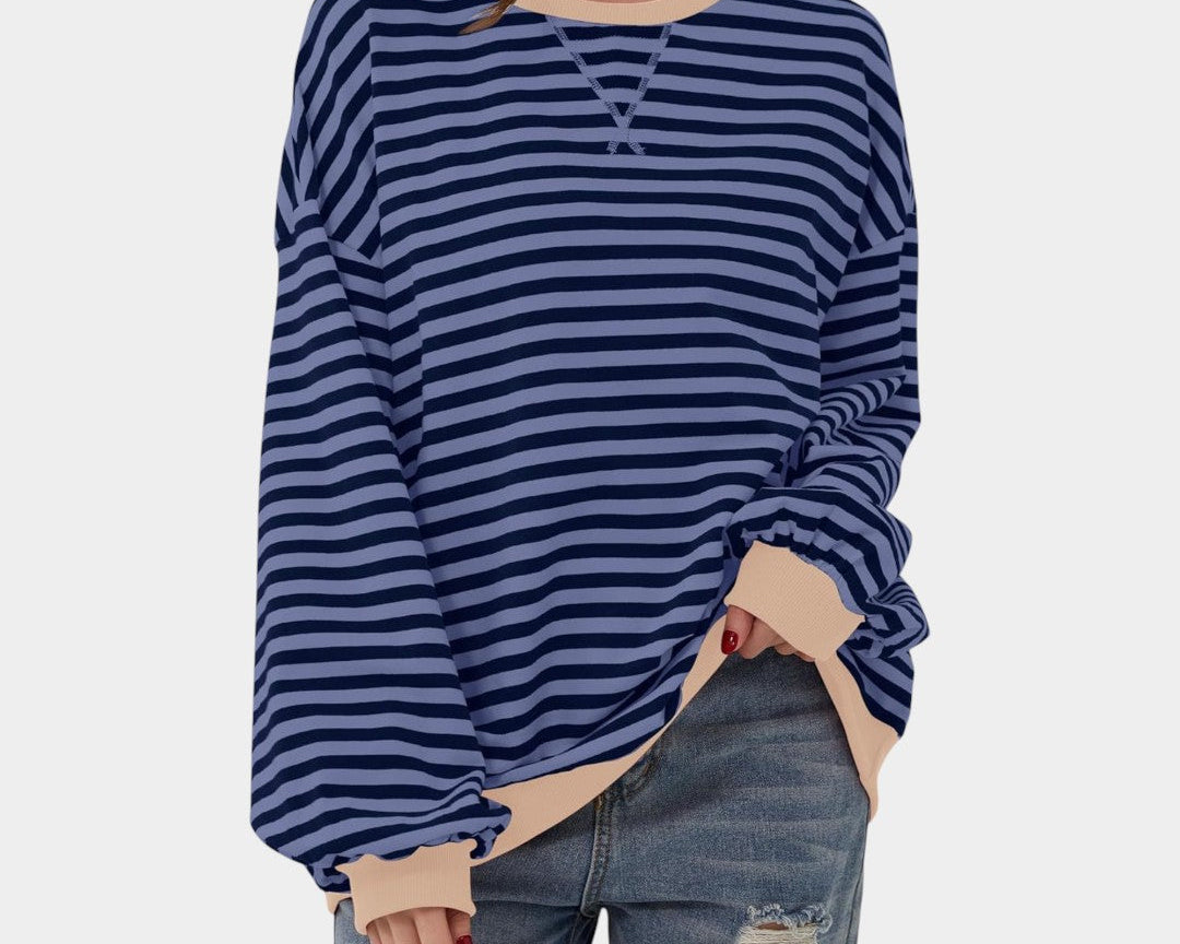 Tereza – striped sweatshirt with blue details