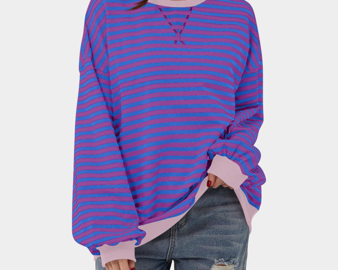 Tereza – striped sweatshirt with blue details