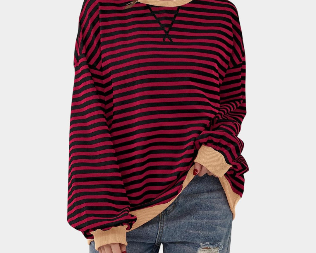 Tereza – striped sweatshirt with blue details