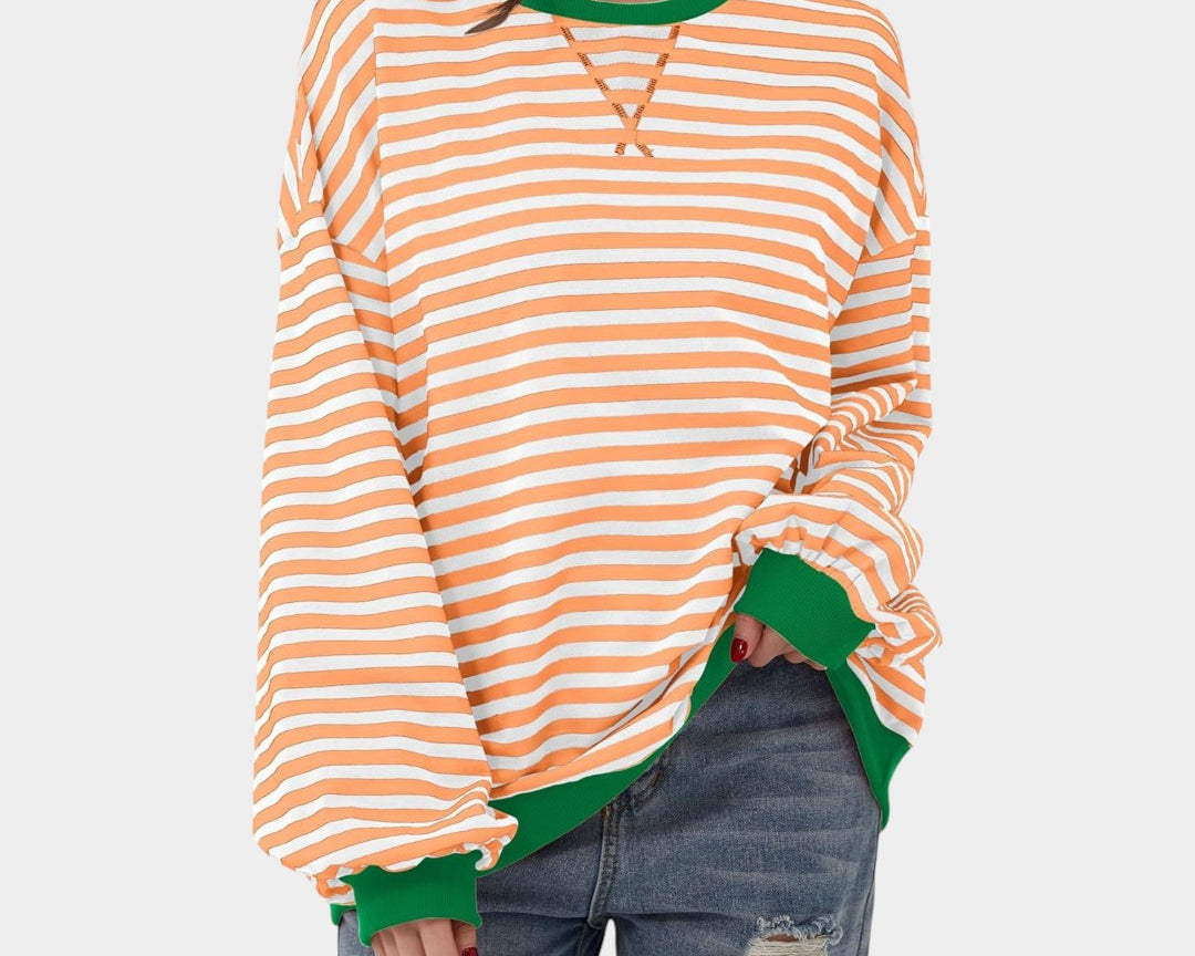 Tereza – striped sweatshirt with blue details