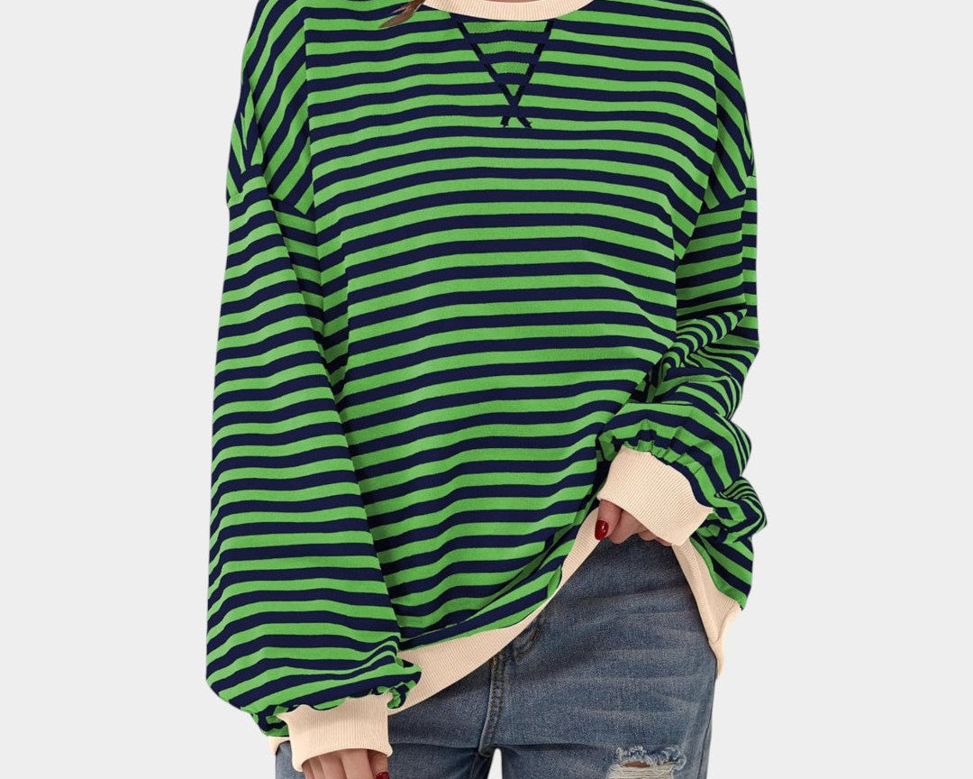 Tereza – striped sweatshirt with blue details