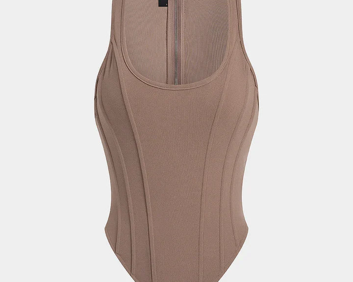 Tank top s zipem a korzetovým pasem
