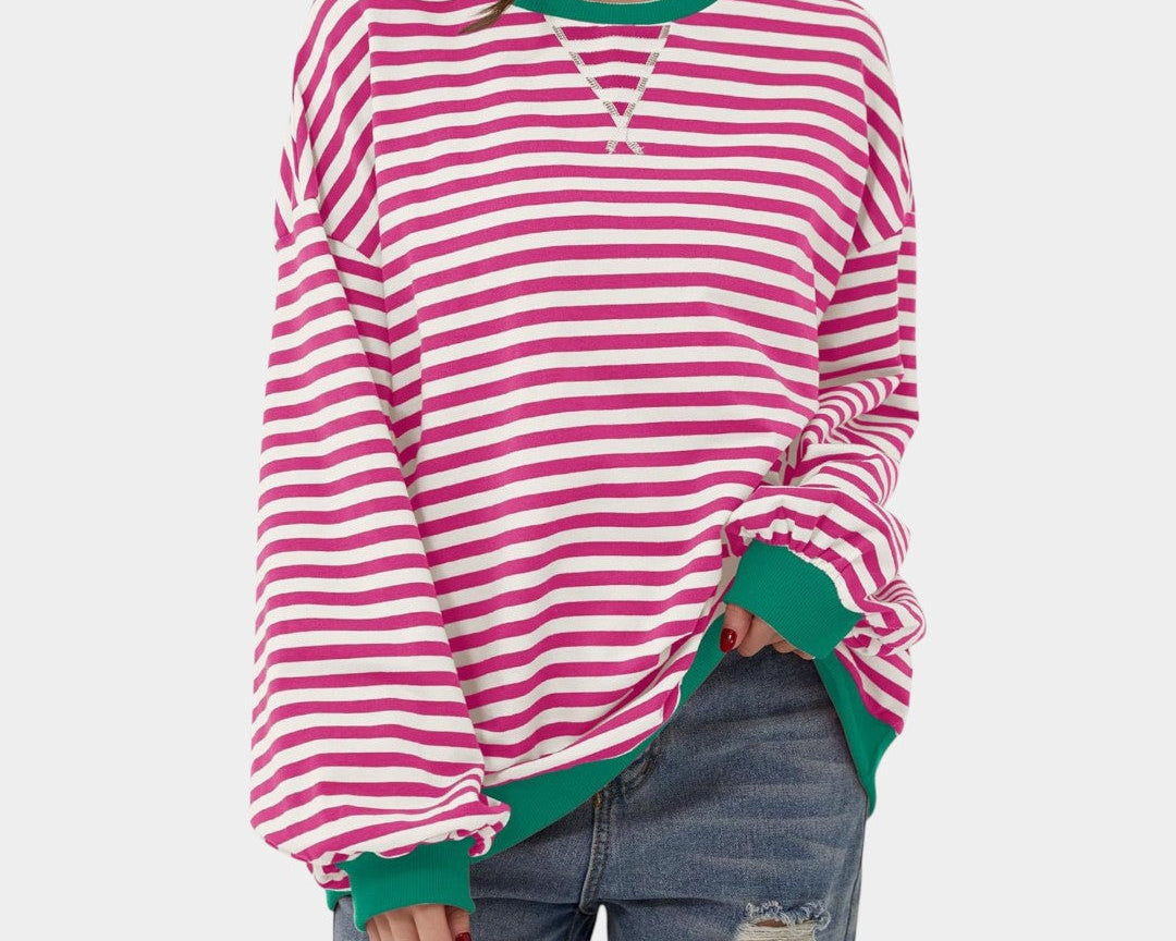Tereza – striped sweatshirt with blue details