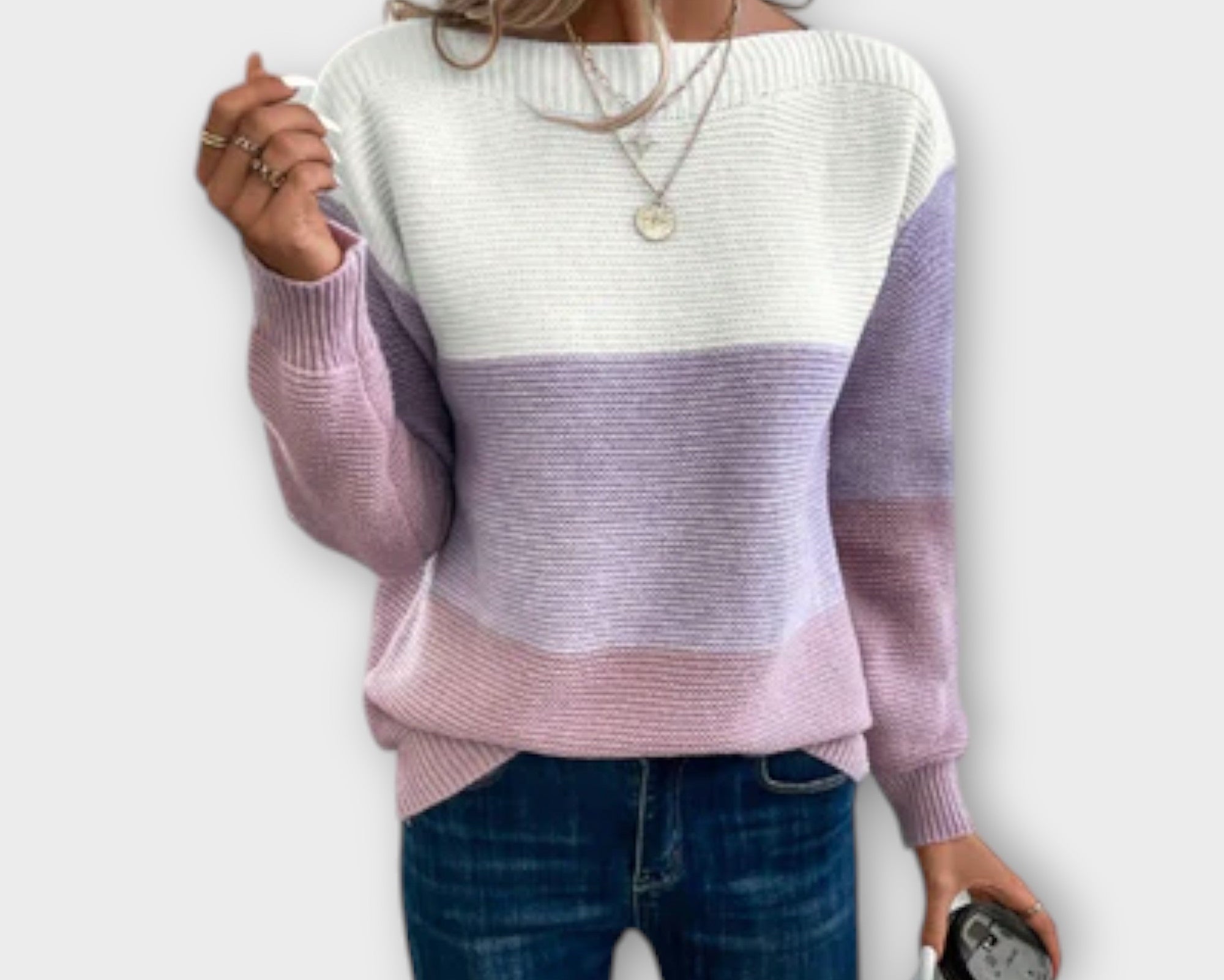 Clara - Elegant Three-Tone Patchwork Sweater