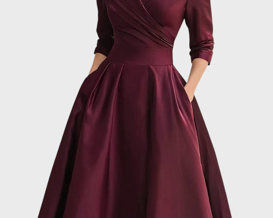 Tereza | Elegantní midi šaty s dlouhým rukávem