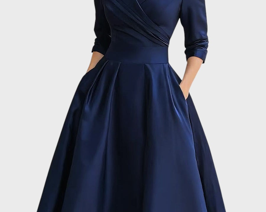 Tereza | Elegantní midi šaty s dlouhým rukávem