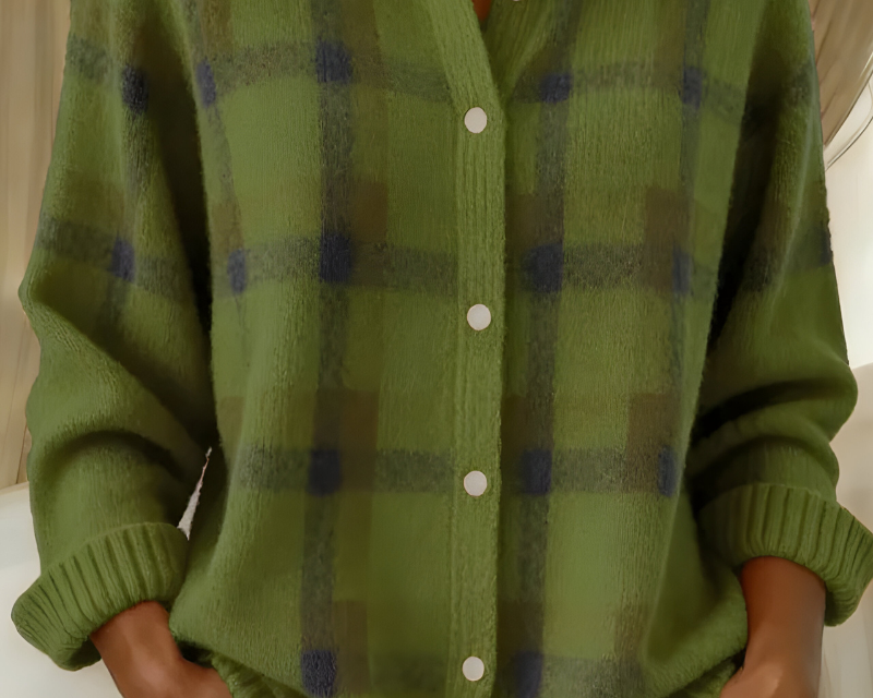 Anna™ | Jemně pletený cardigan s kostkovaným vzorem