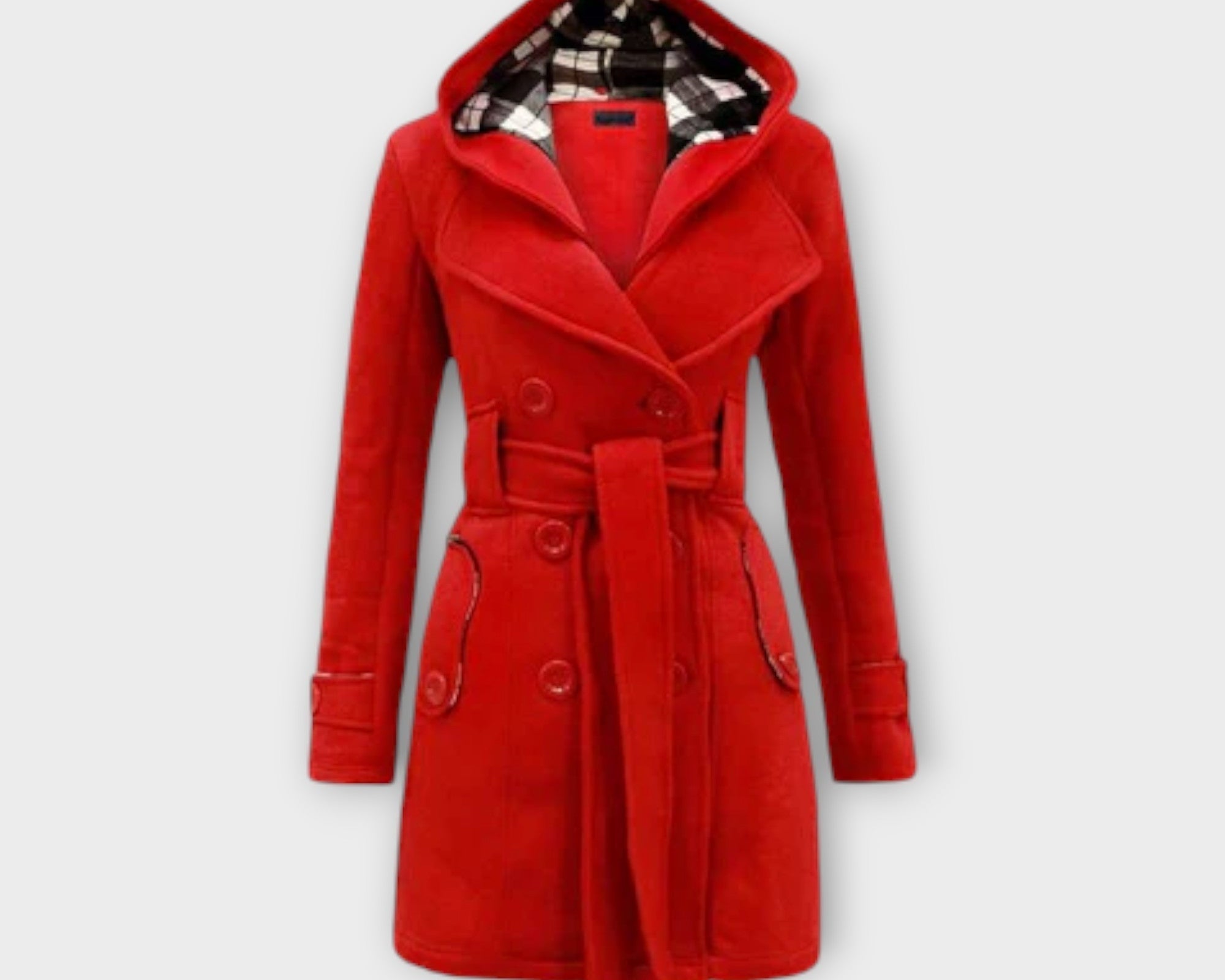 Evelyn | Elegant Coat with Hood and Belt