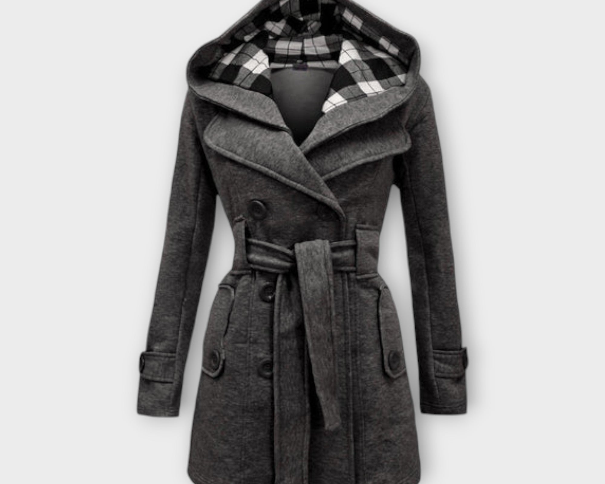 Evelyn | Elegant Coat with Hood and Belt
