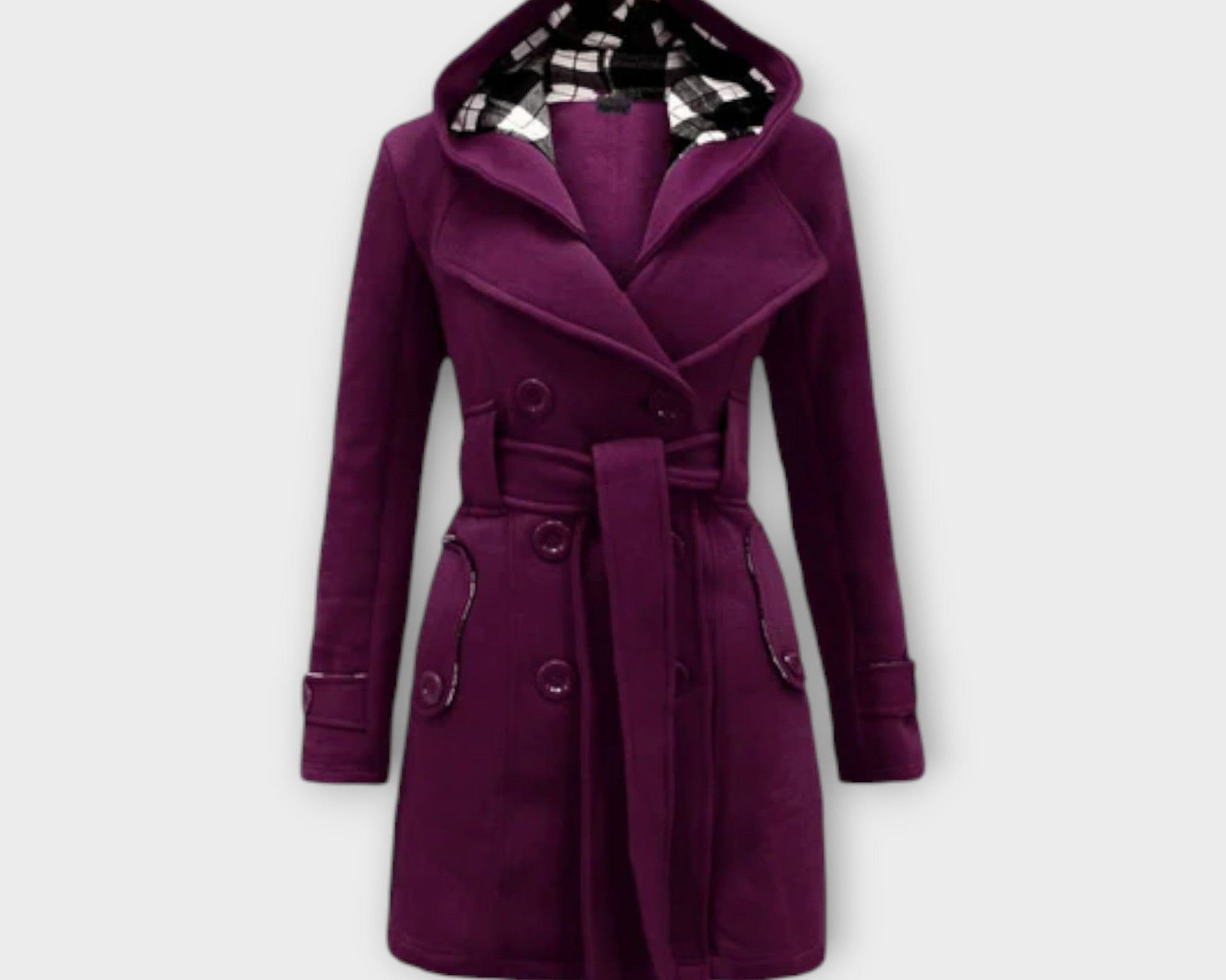 Evelyn | Elegant Coat with Hood and Belt