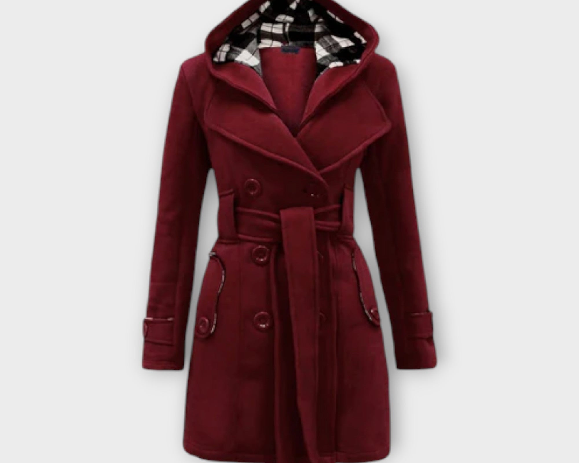 Evelyn | Elegant Coat with Hood and Belt