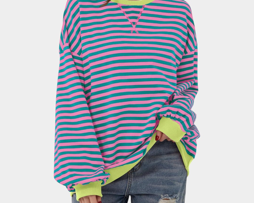 Tereza – striped sweatshirt with blue details