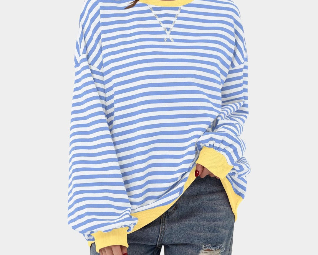 Tereza – striped sweatshirt with blue details