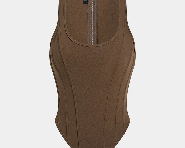 Tank top s zipem a korzetovým pasem