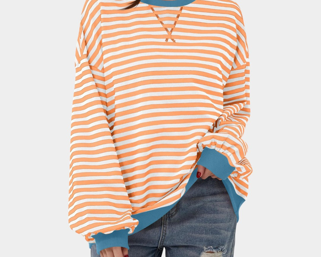 Tereza – striped sweatshirt with blue details