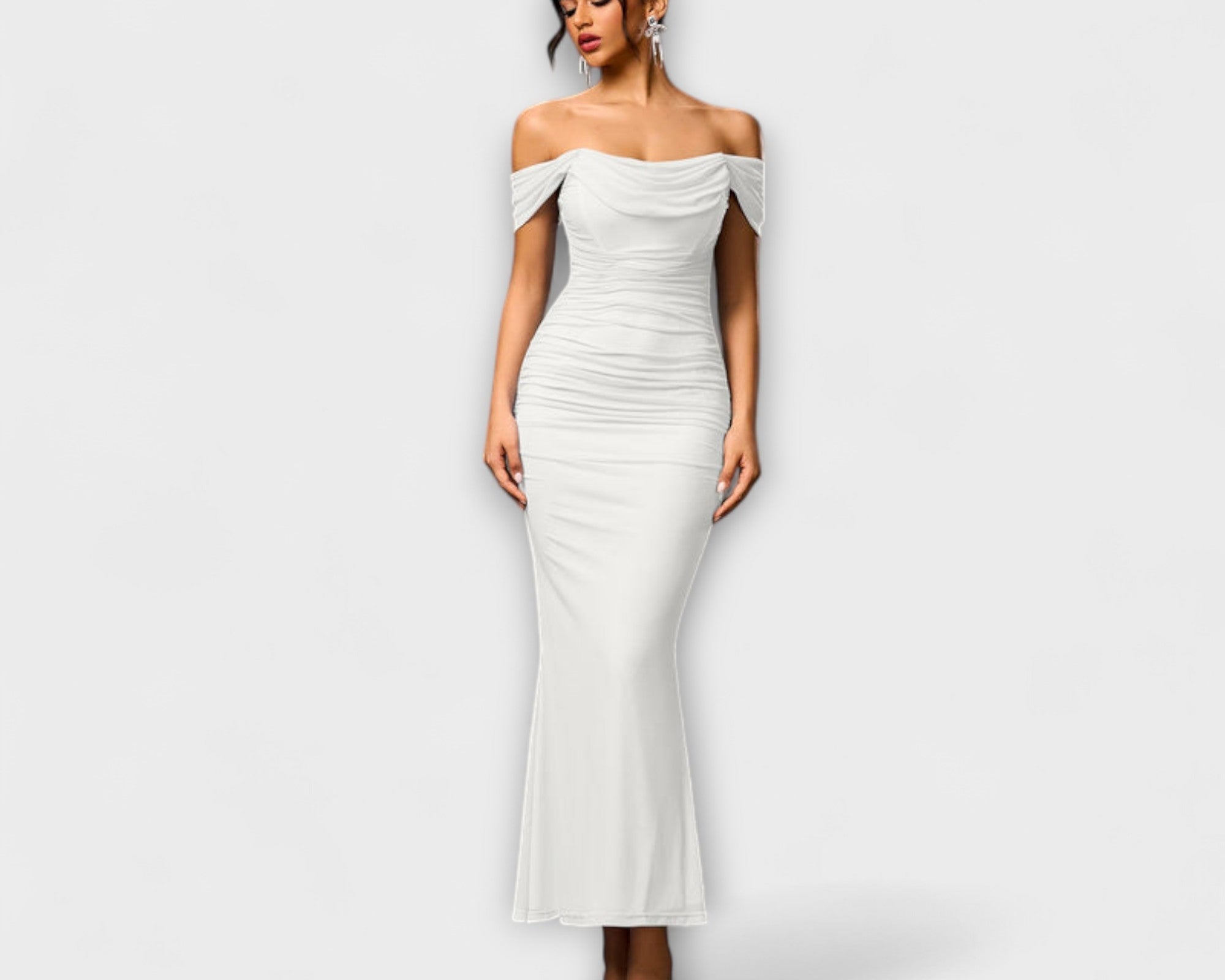 Ione - Off-Shoulder Ruched Bodycon Dress