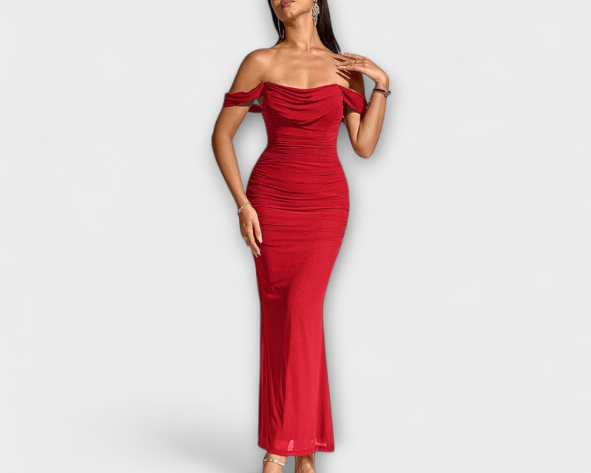 Ione - Off-Shoulder Ruched Bodycon Dress