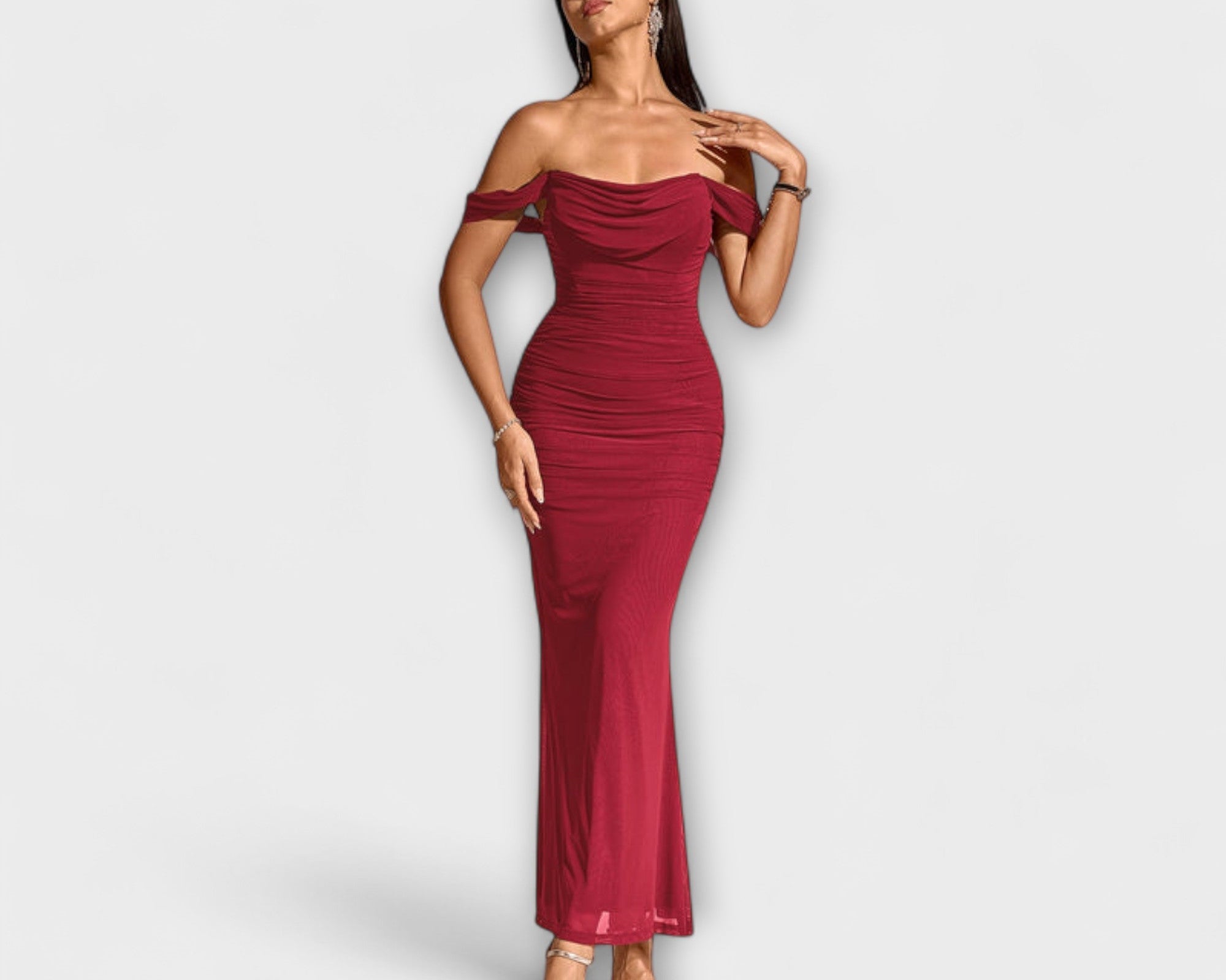 Ione - Off-Shoulder Ruched Bodycon Dress