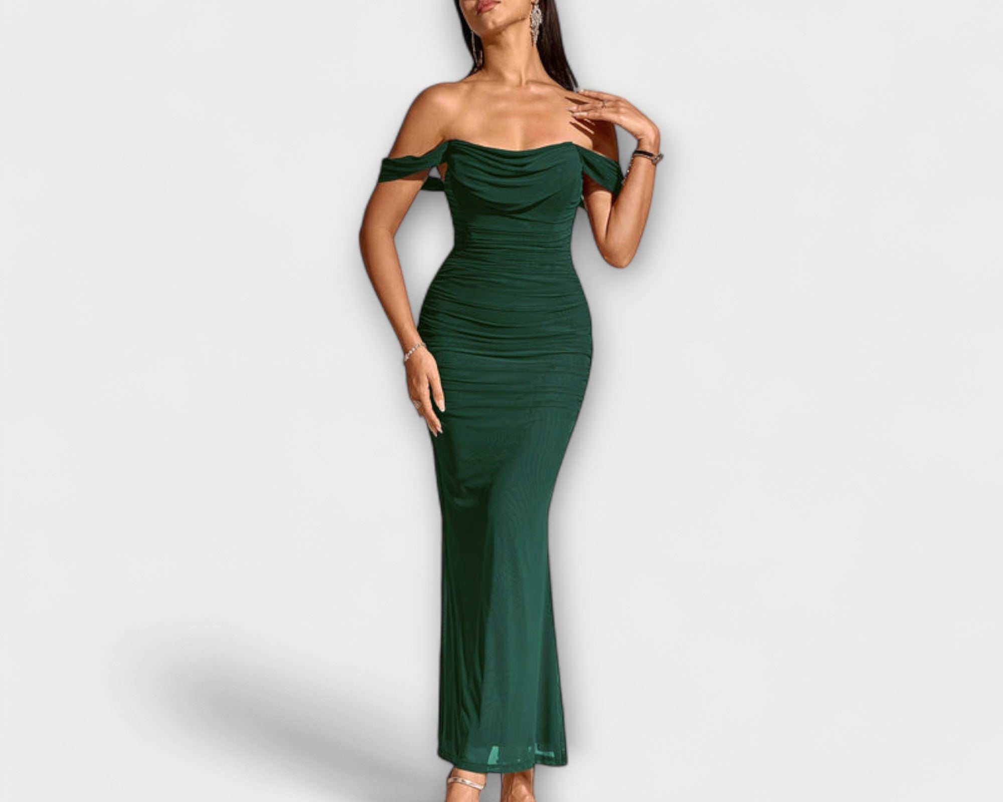Ione - Off-Shoulder Ruched Bodycon Dress