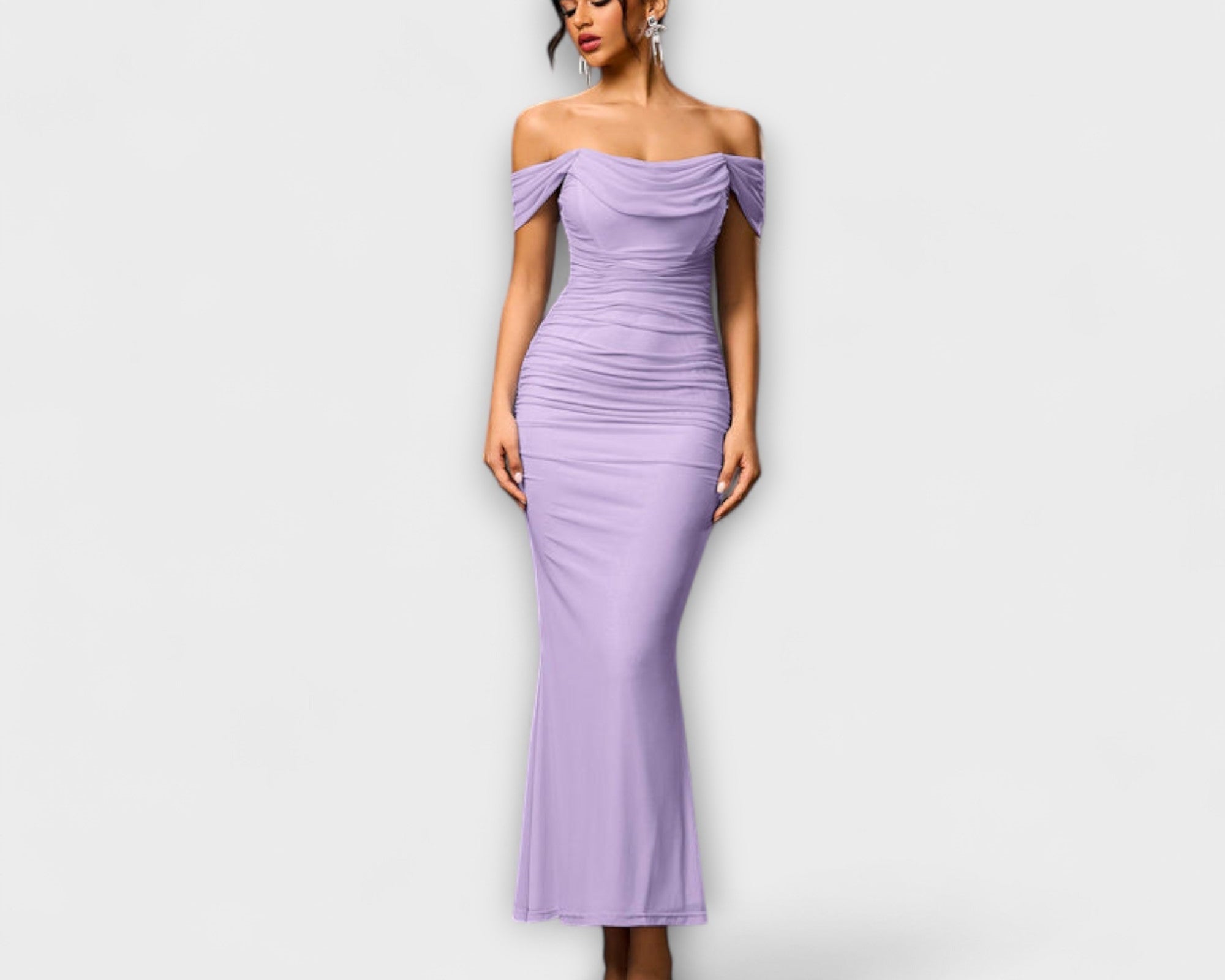 Ione - Off-Shoulder Ruched Bodycon Dress