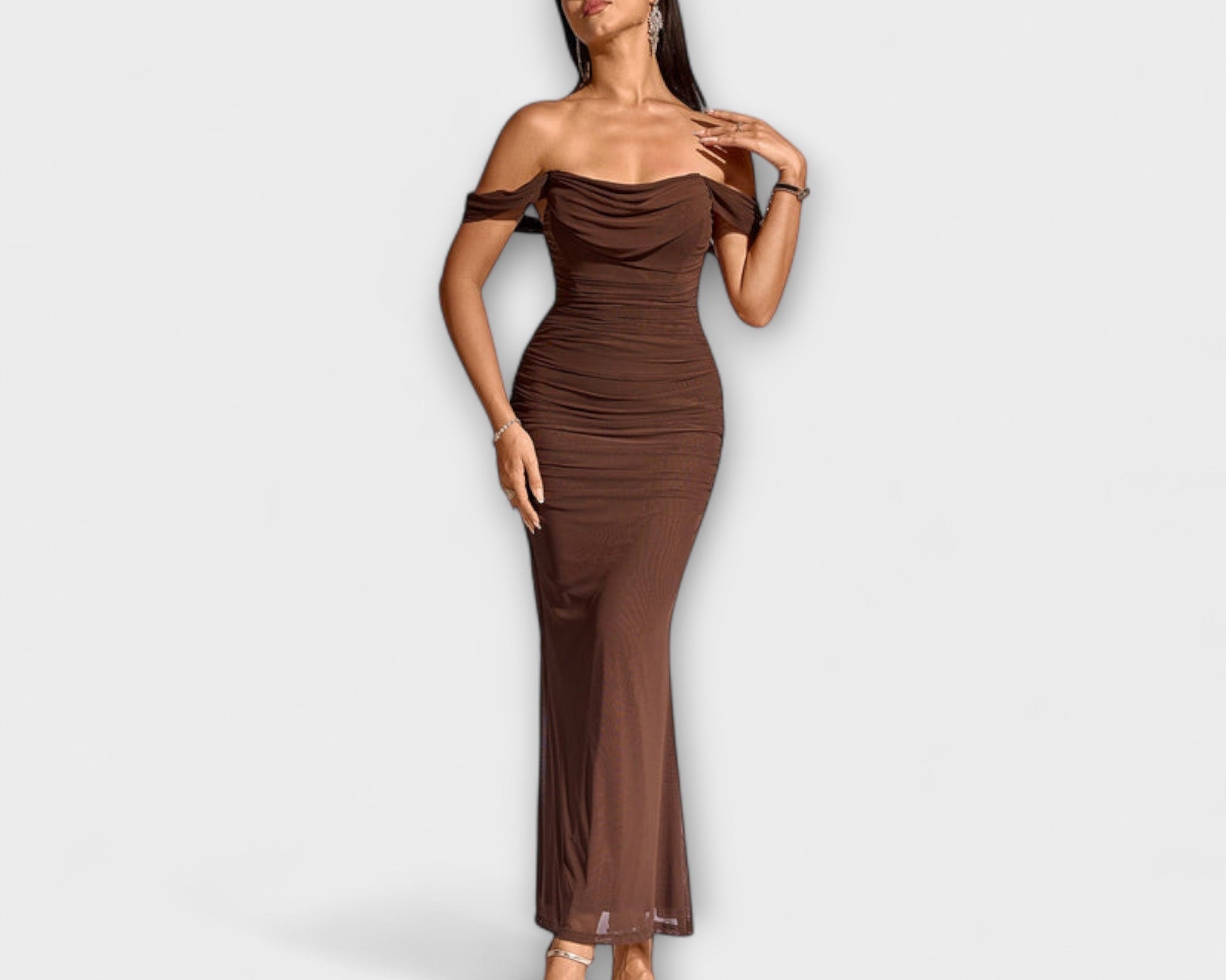 Ione - Off-Shoulder Ruched Bodycon Dress