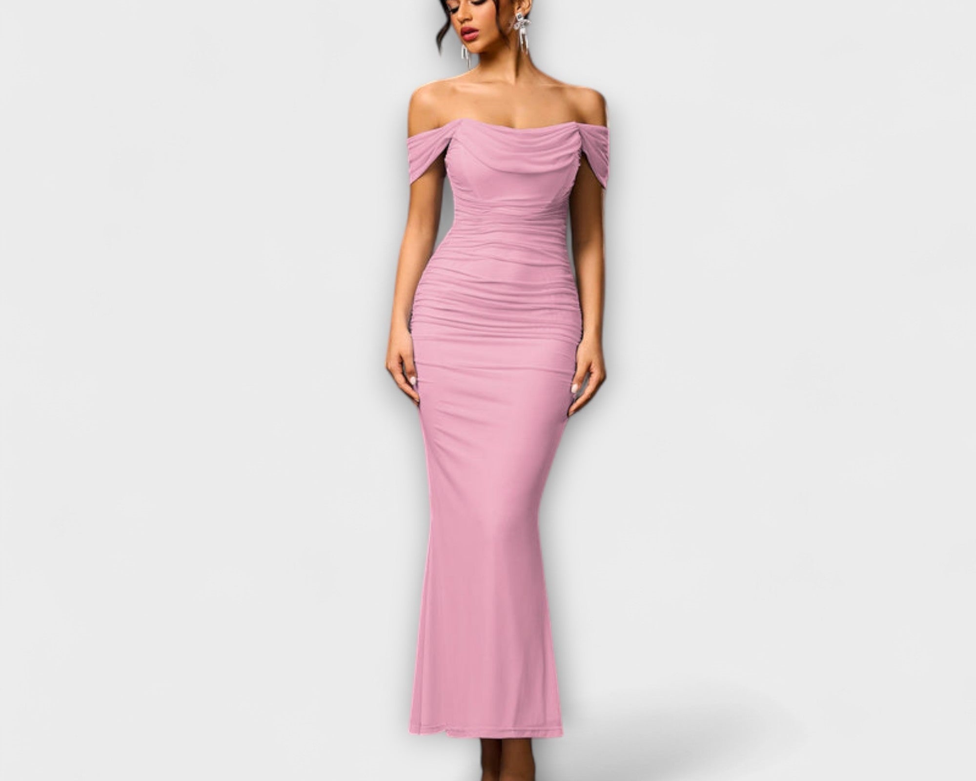 Ione - Off-Shoulder Ruched Bodycon Dress