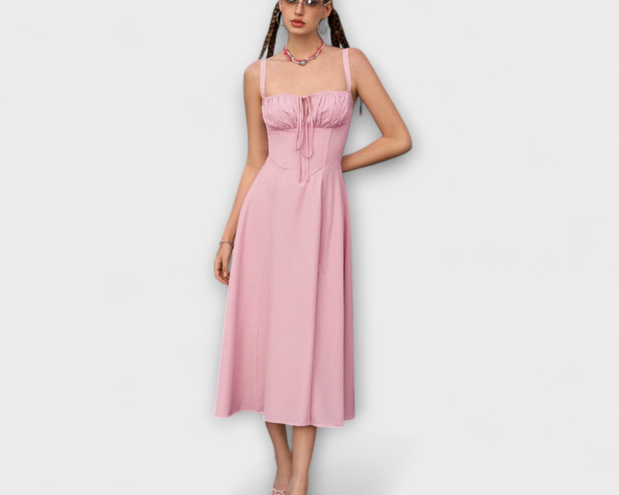 Naděje - Pink Top Dress with Slit Detail