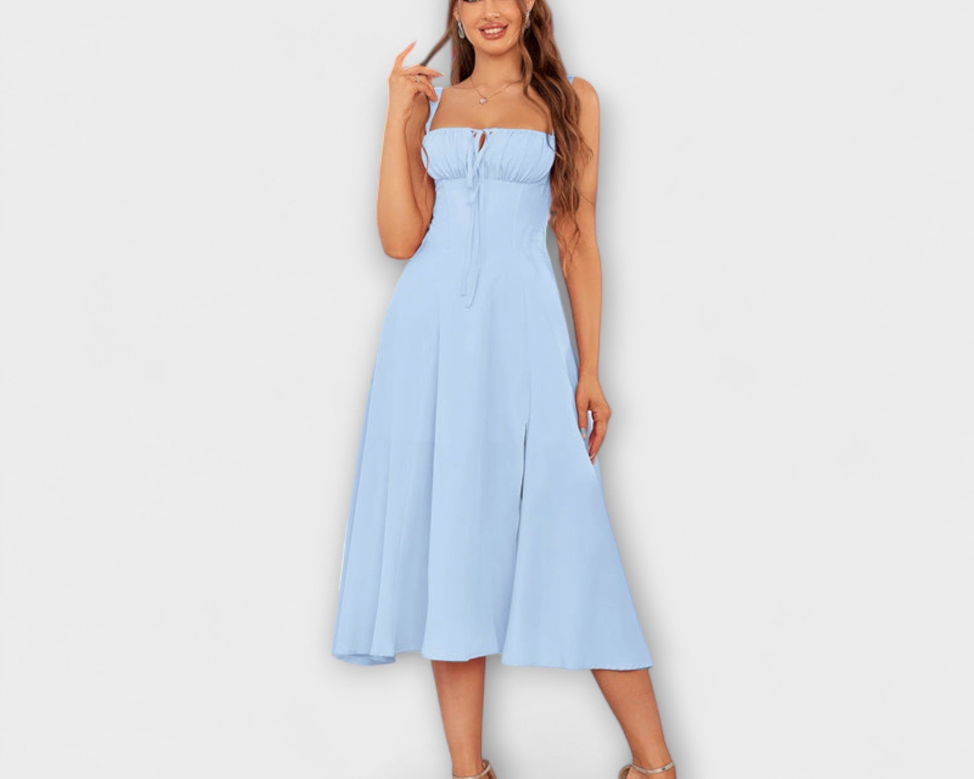 Naděje - Pink Top Dress with Slit Detail