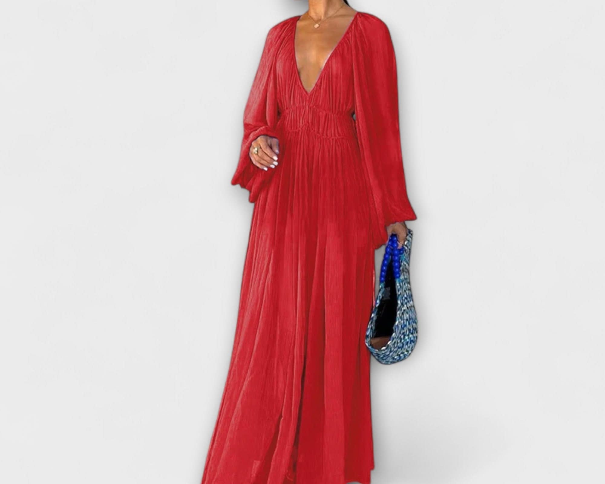 Elegant pleated dress with long sleeves