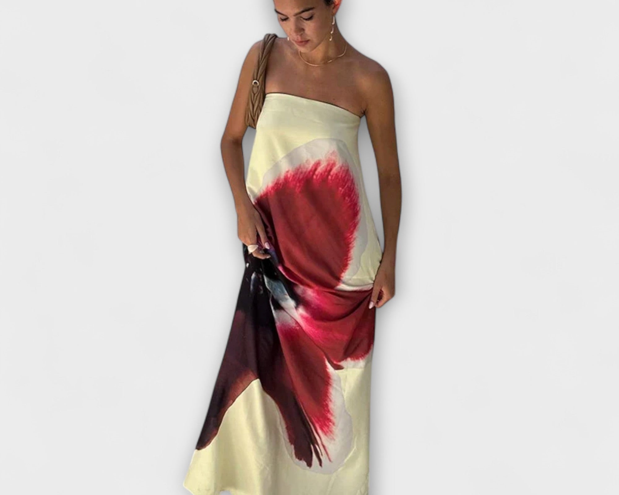 Chic off-shoulder strapless maxi dress