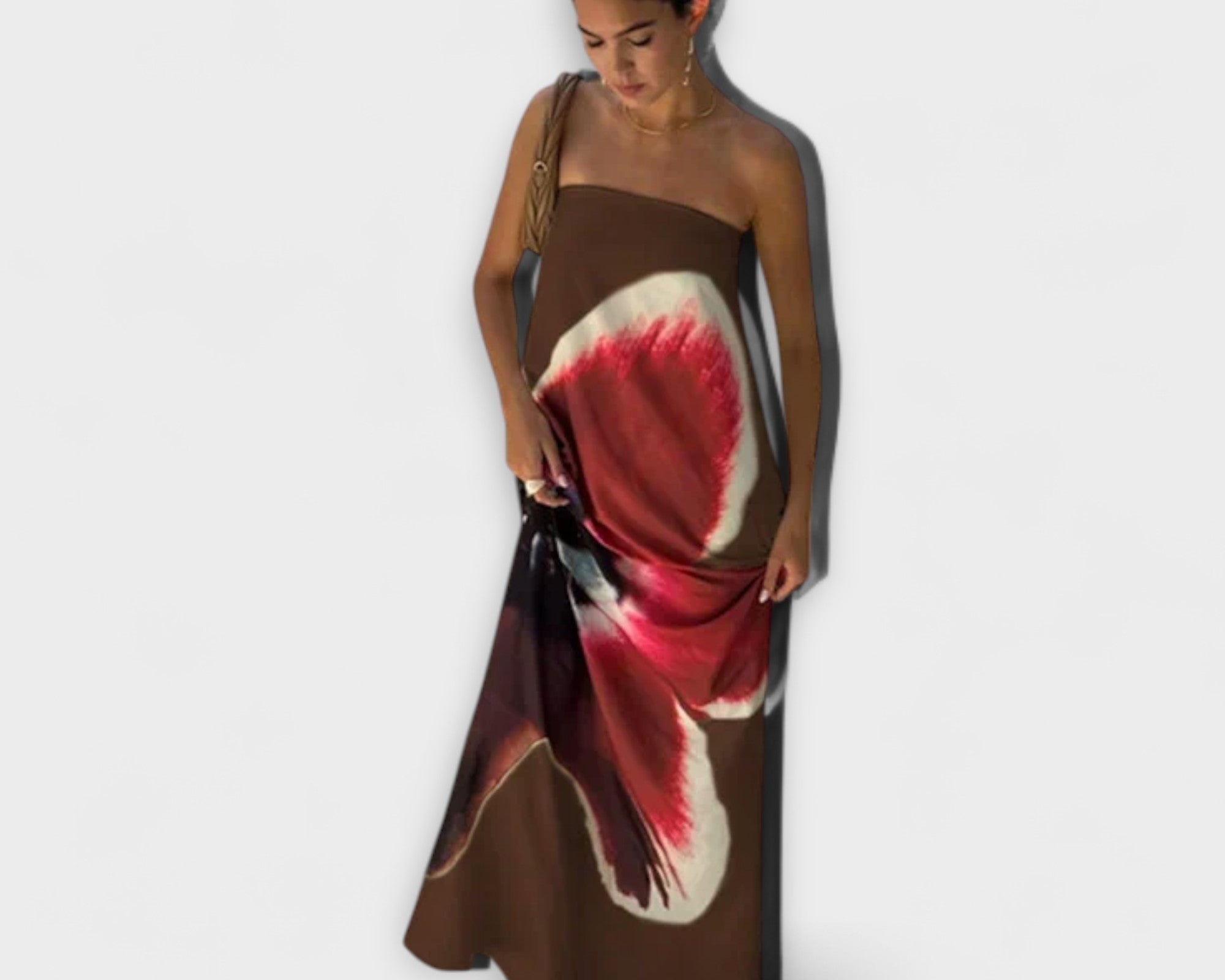 Chic off-shoulder strapless maxi dress