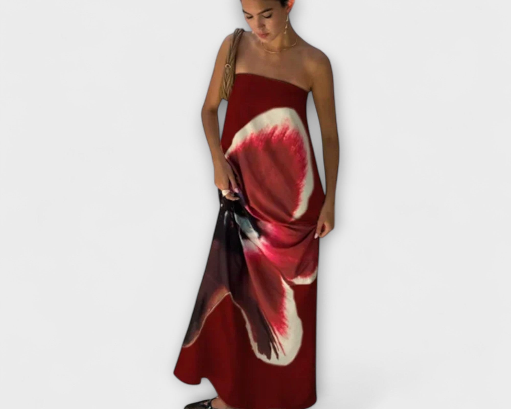 Chic off-shoulder strapless maxi dress