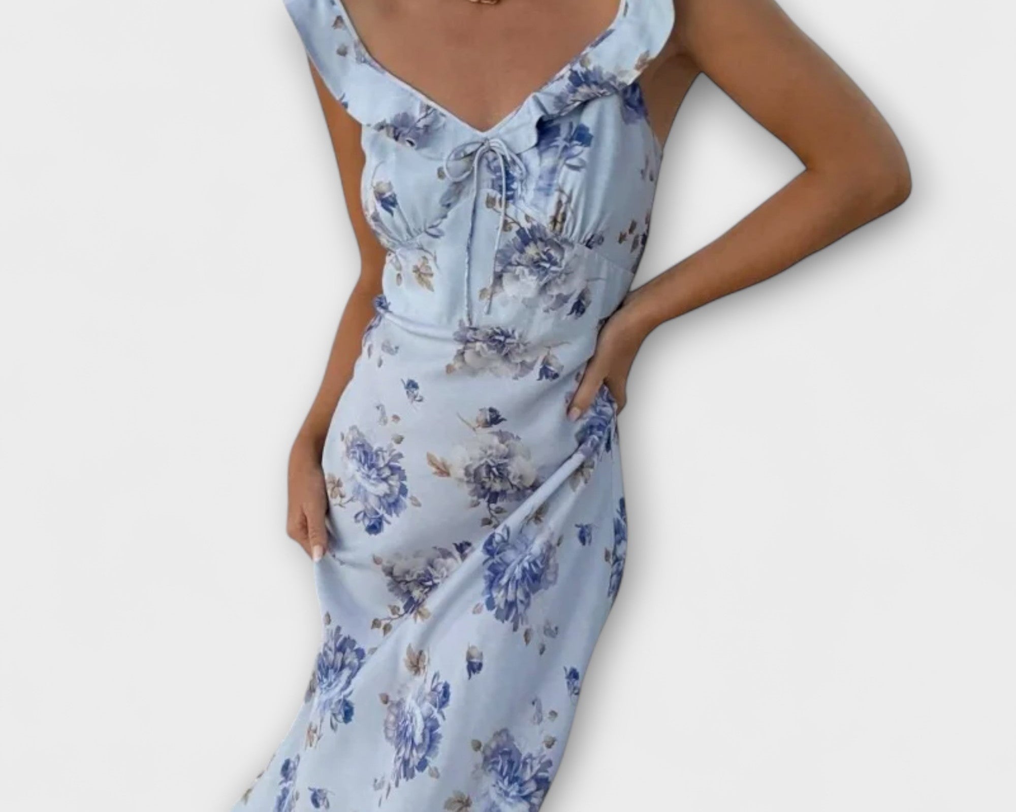 Cryptographic Floral Pattern Maxi Dress