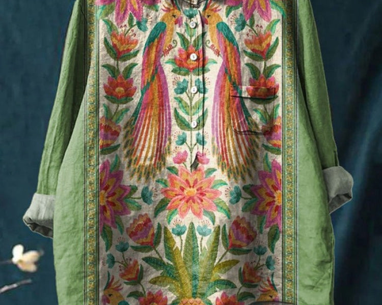 Sara – Linen shirt with print