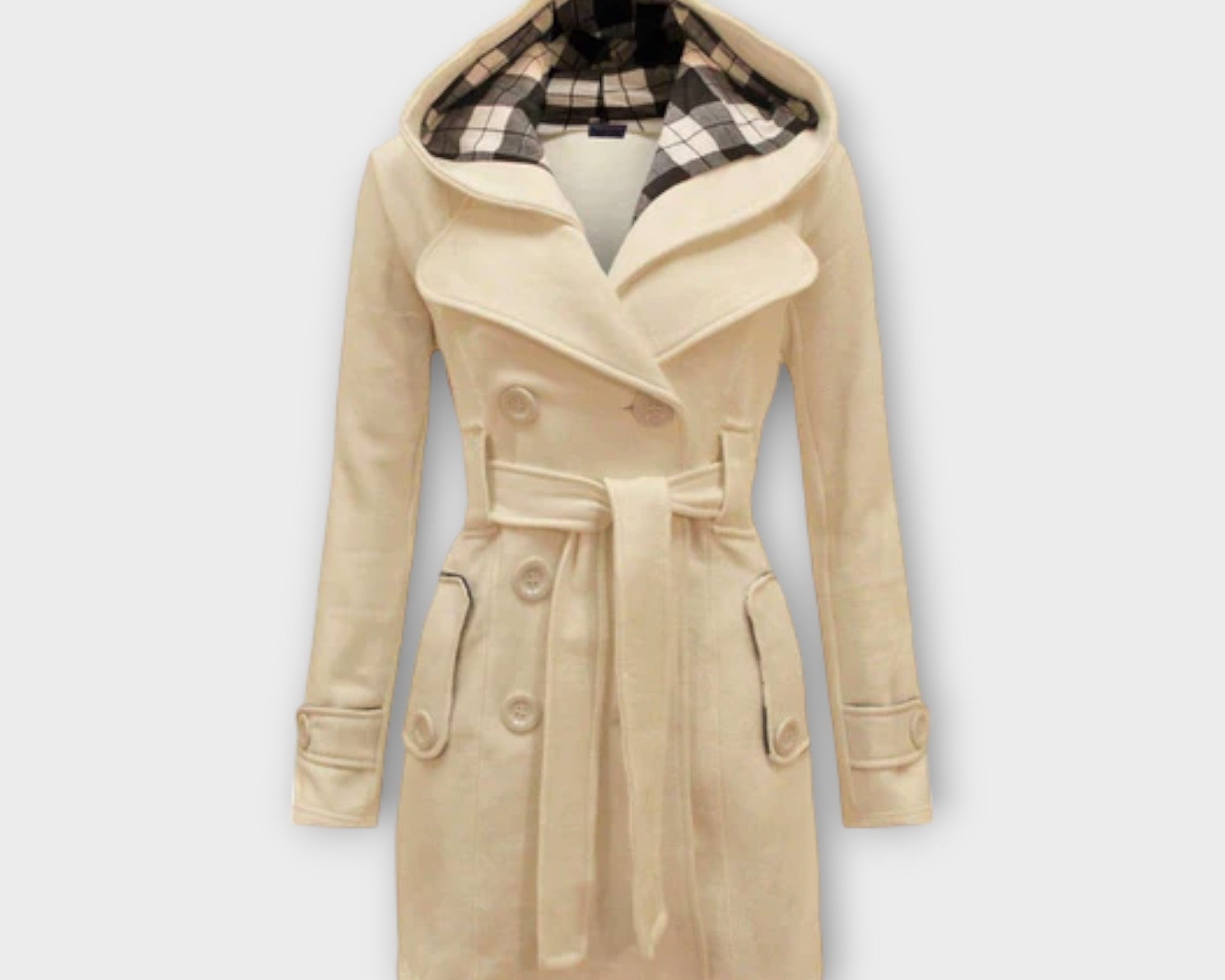Evelyn | Elegant Coat with Hood and Belt
