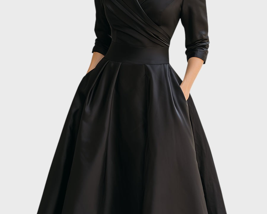 Tereza | Elegantní midi šaty s dlouhým rukávem