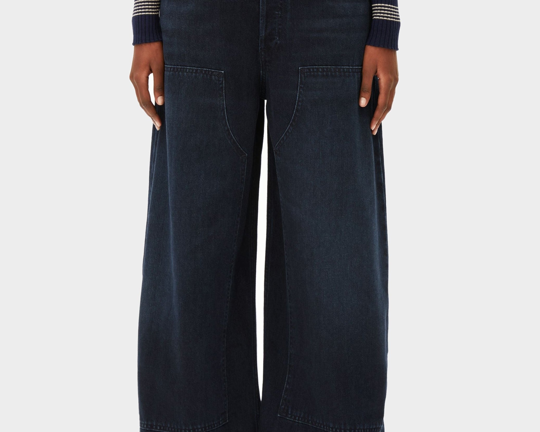 AALTHEA MID WAIST BARREL JEANS | fluid ink