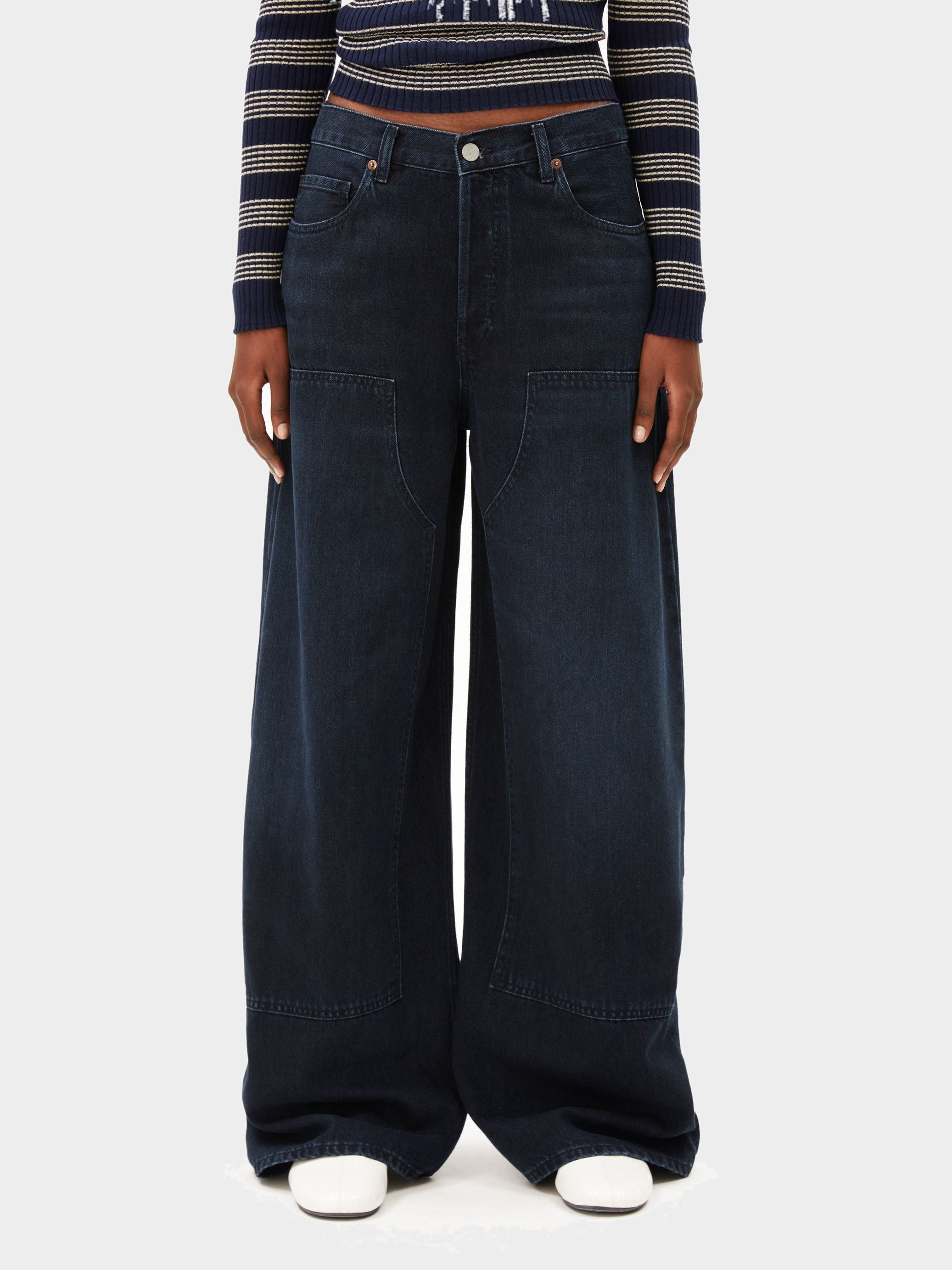 AALTHEA MID WAIST BARREL JEANS | fluid ink