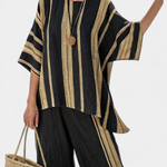 Adéla – pohodlný oversized pruhovaný top a uvolněné lněné kalhoty