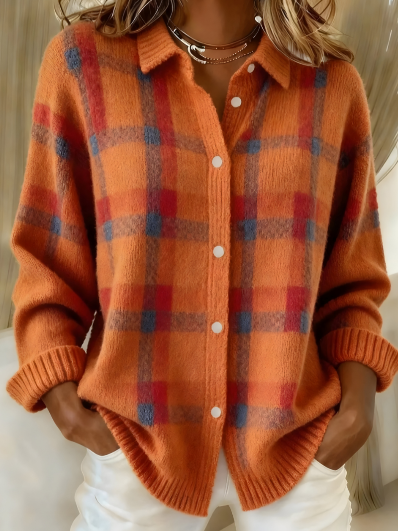 Anna™ | Jemně pletený cardigan s kostkovaným vzorem