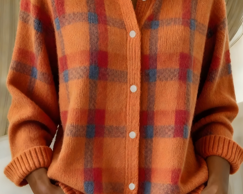 Anna™ | Jemně pletený cardigan s kostkovaným vzorem