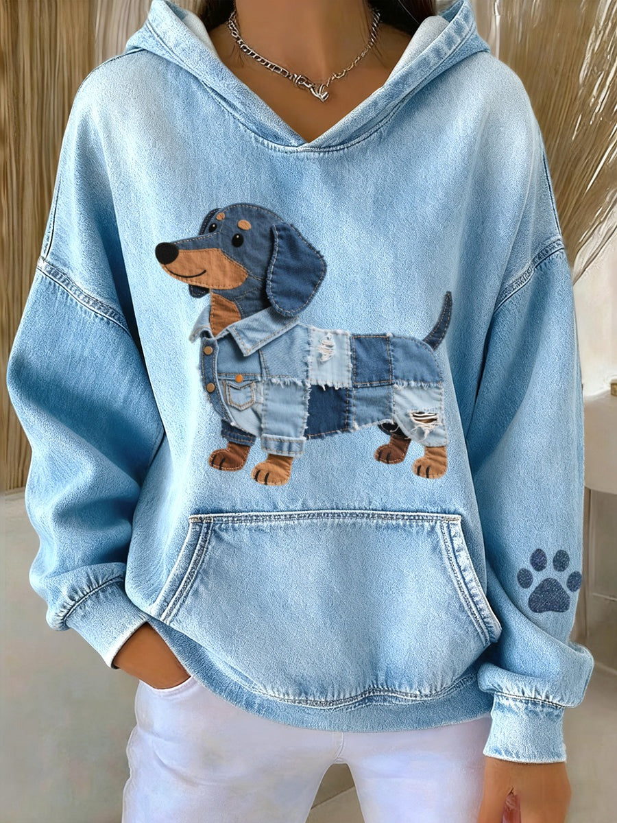 Azucena - Džínová mikina s nášivkou pro psy Dachshund