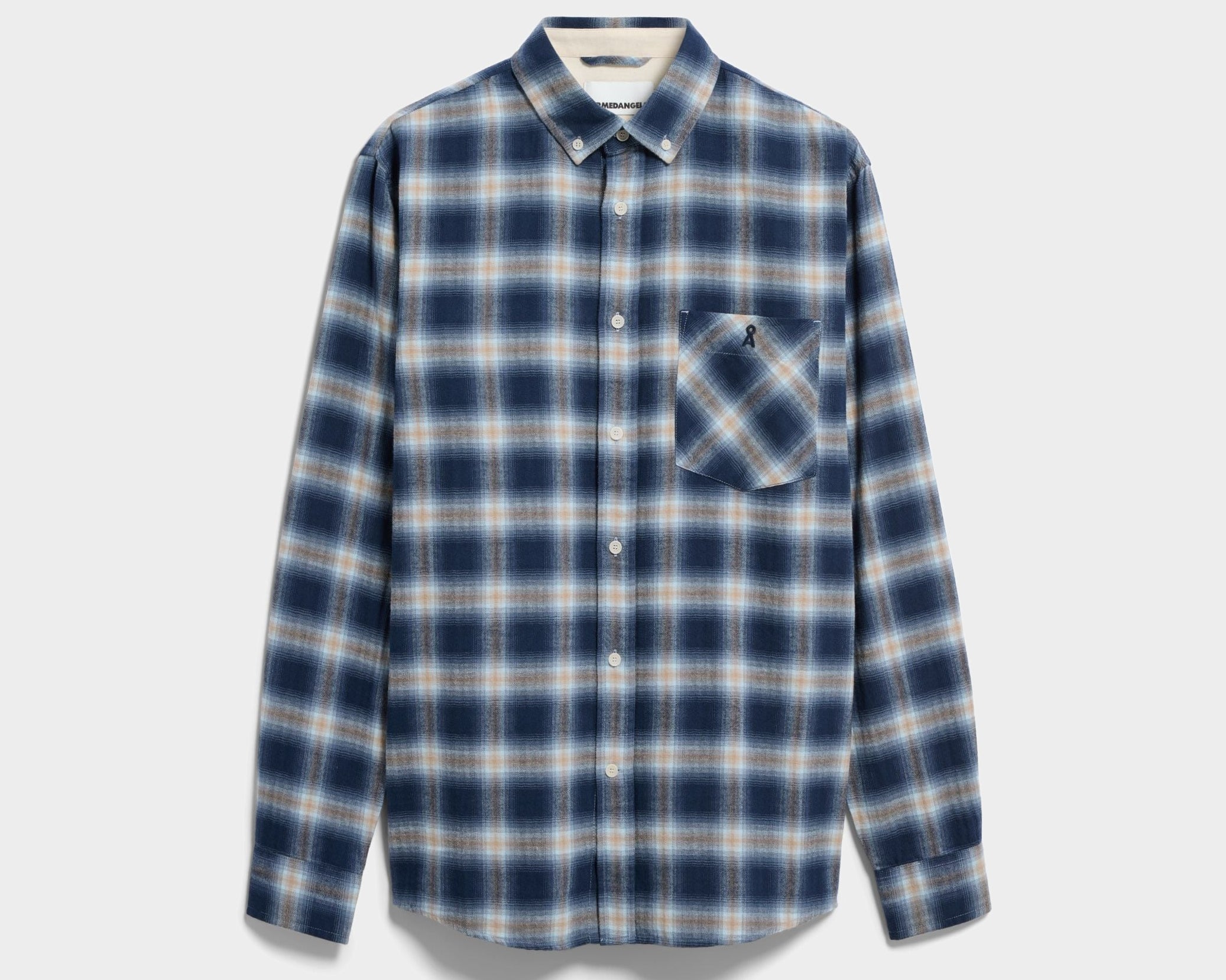 BAUMWOLL-KARO LANGARMHEMD | tinted navy