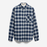 BAUMWOLL-KARO LANGARMHEMD | tinted navy
