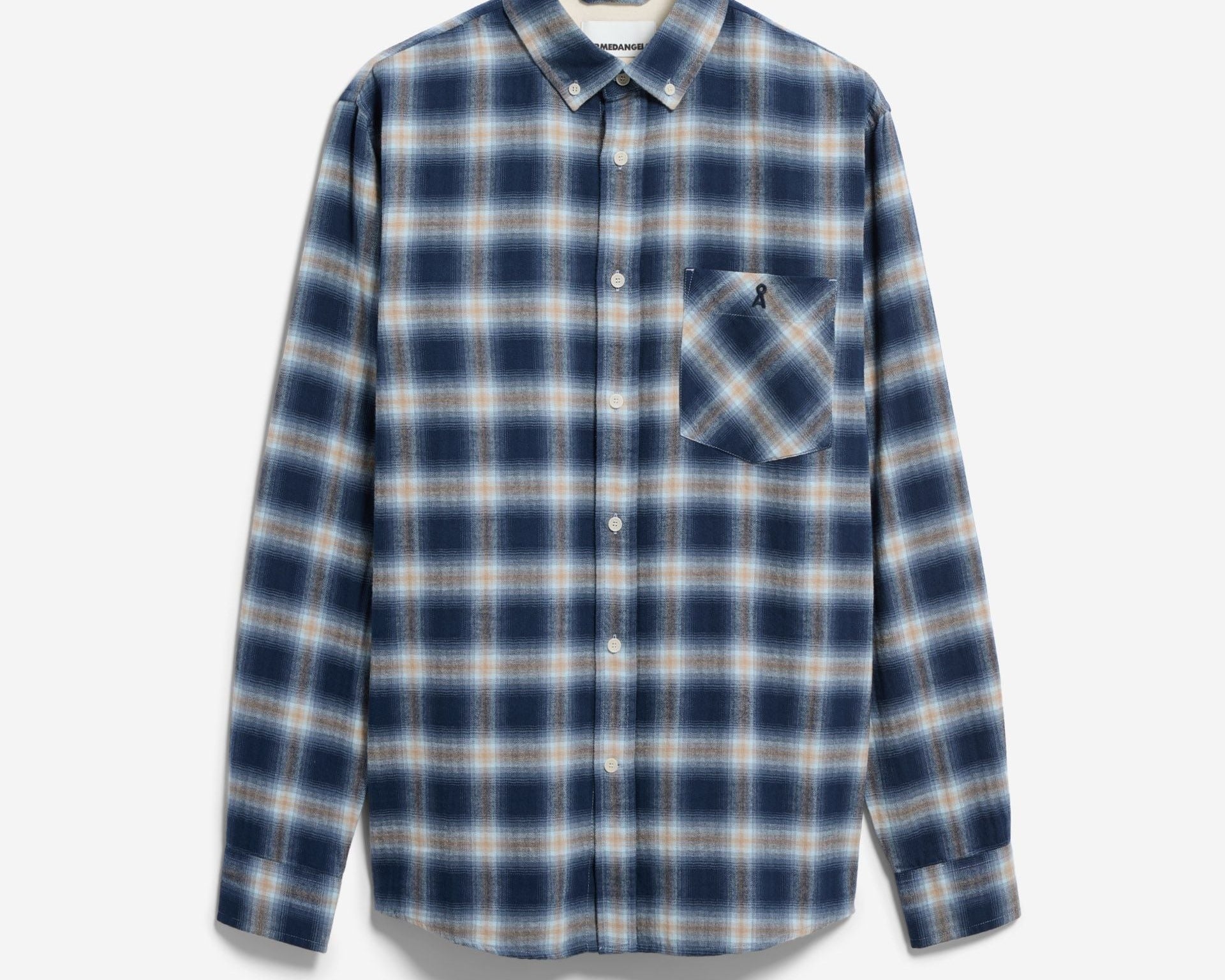 BAUMWOLL-KARO LANGARMHEMD | tinted navy