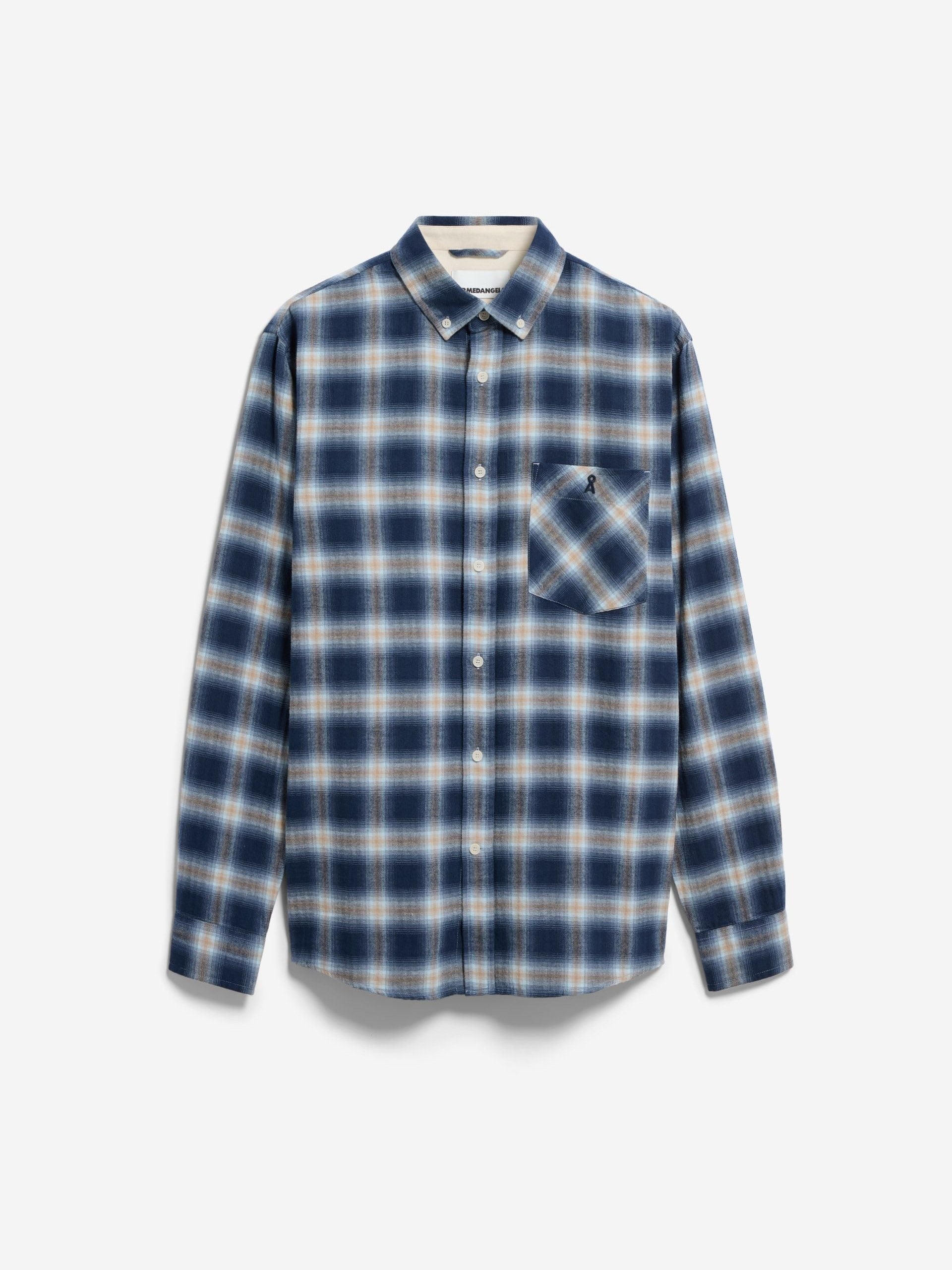 BAUMWOLL-KARO LANGARMHEMD | tinted navy