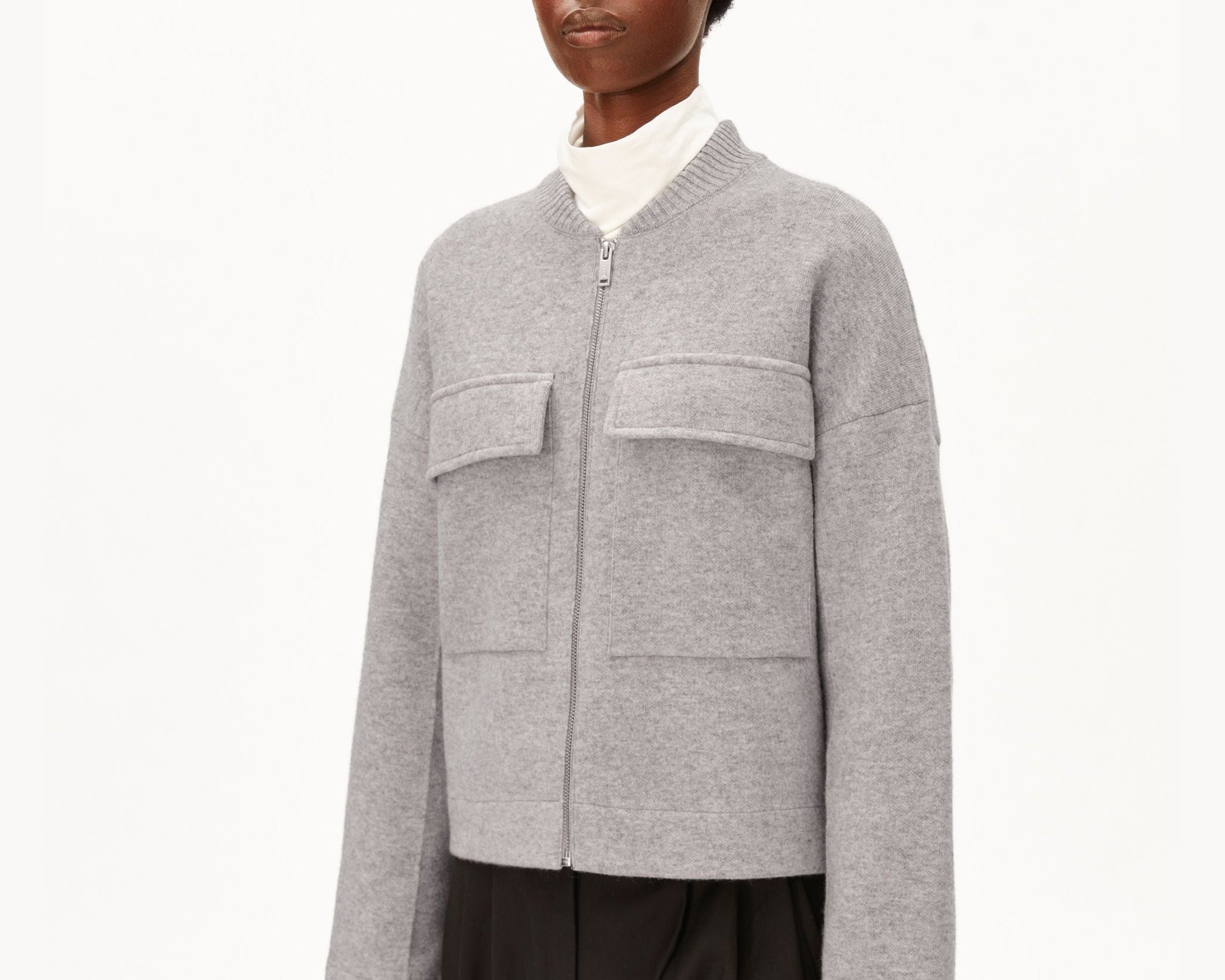 BAUMWOLL-WOLL BOMBERJACKE | dark honey melange